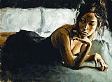 Fabian Perez Renee on Bed II painting